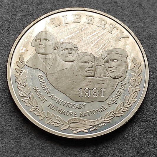 1 Dólar Estadounidense 1991 Plata Monte Rushmore 26,73 gr 38,1 mm EE.UU.