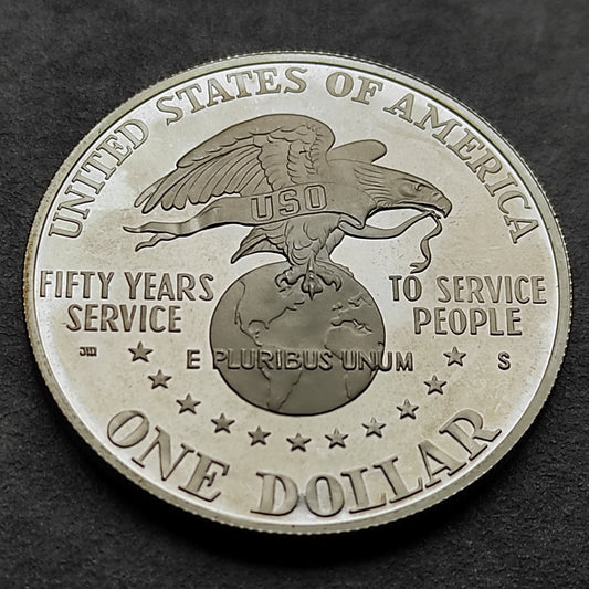 Estados Unidos 1 Dólar 1991 USO Organizaciones de Servicios Unidos 26.73 gr 38.1 mm Plata EE.UU.