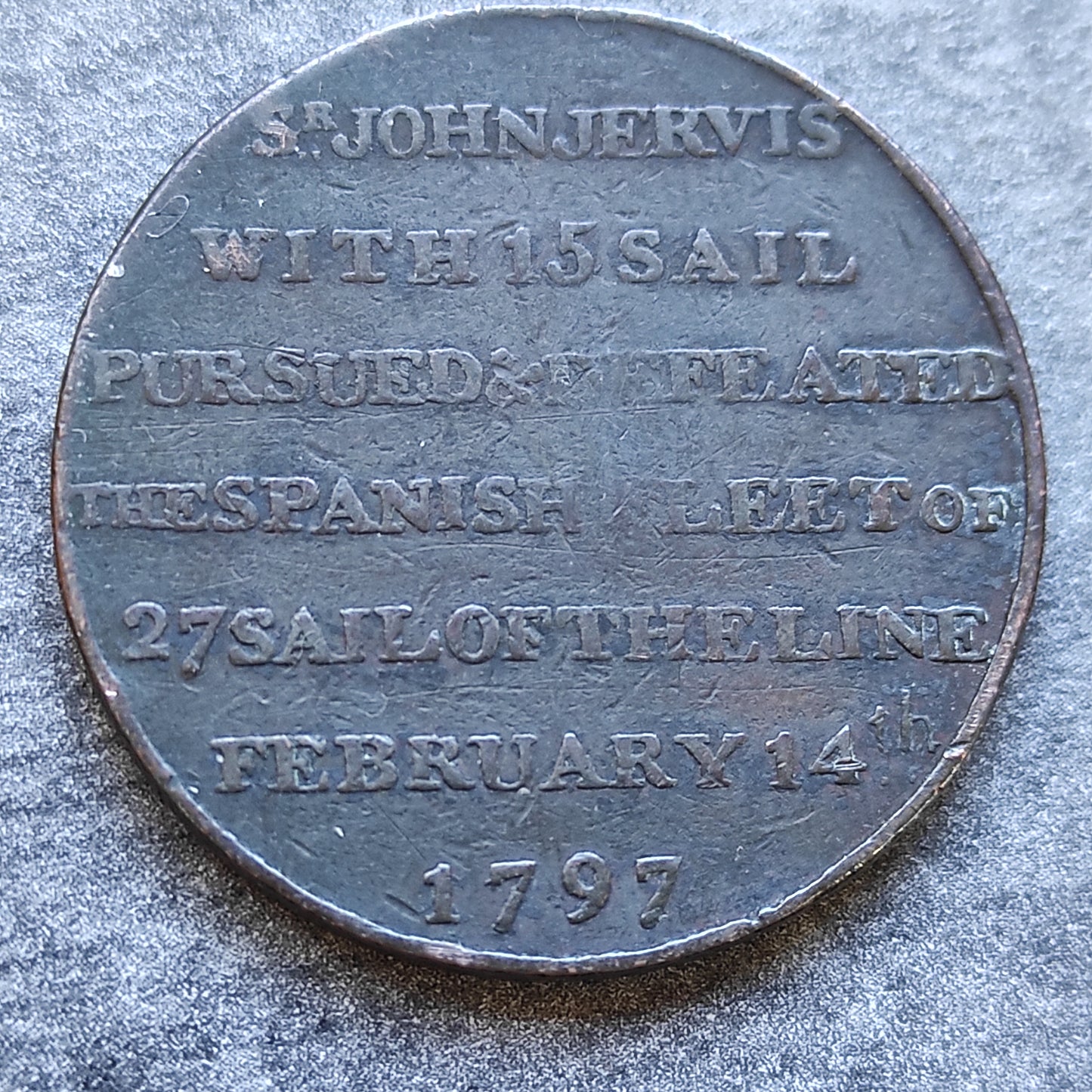 Gran Bretaña Half Penny Token Sir John Jervis derrota a los españoles el 14 de febrero de 1797