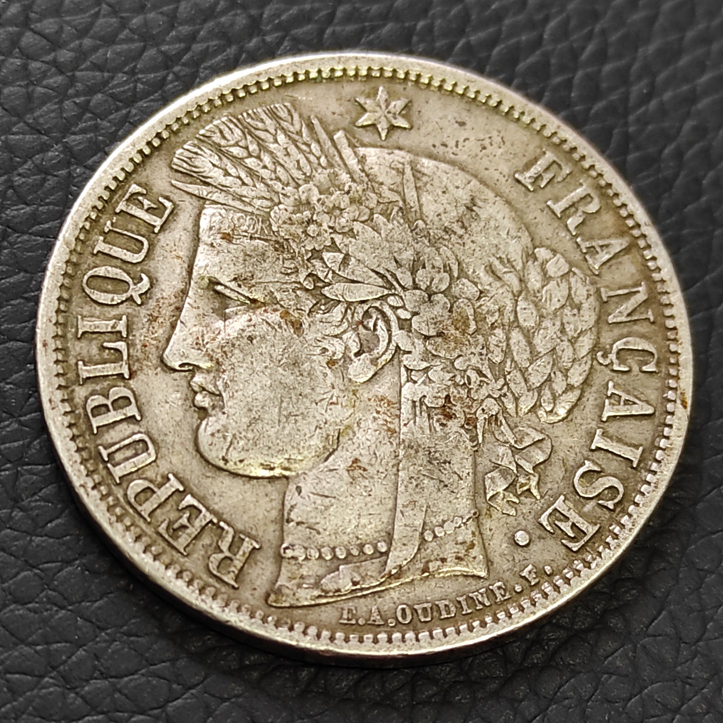 Ceres 5 francos sin leyenda 1870 K Burdeos. Dinero. 26,17g