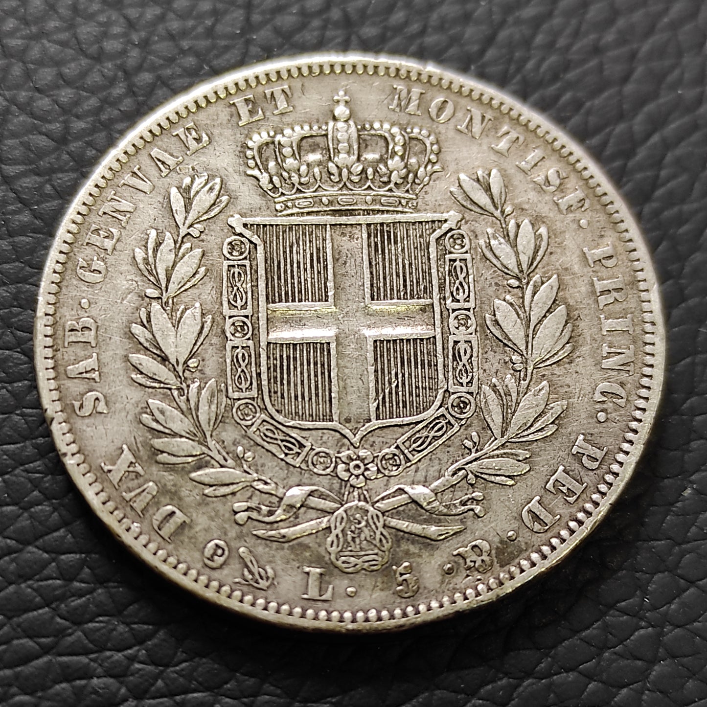 Italia. Reino de Cerdeña. 5 liras 1835 P Ancla de Turín. Dinero. 24,63g