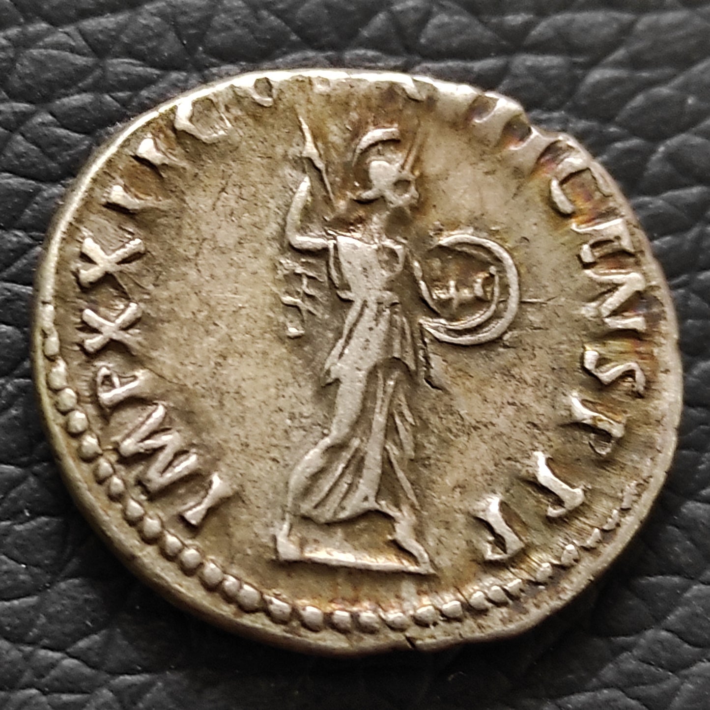 Domitian (81-96) denier. Pallas reverse. Money. 3.53 gr