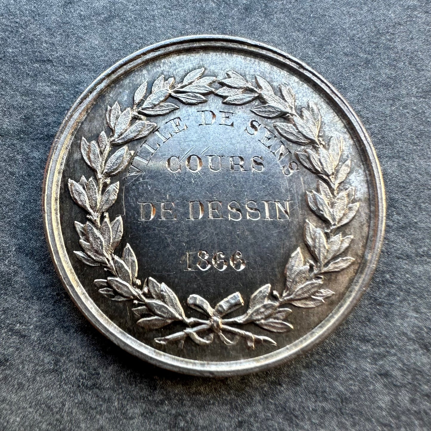 Medalla de Plata Curso de Dibujo Ciudad de Sens (Borgoña) 1966 Plata 9,97 gr