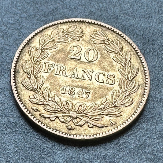 Luis Felipe I (1830-1848) 20 francos de oro 1847 En París 6,43 gr