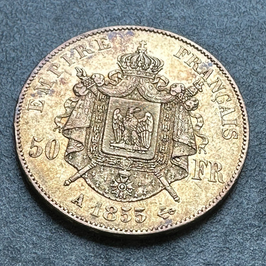 Napoleón III (1852-1870) 50 francos Oro 1855 En París 16,08 gr