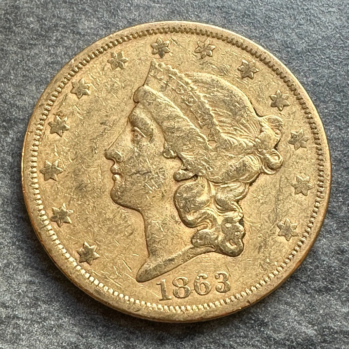 USA TWENTY D. 20$ Liberty Head (1849-1866) 20 Dollars Or 1863 S San Francisco 33,29 gr