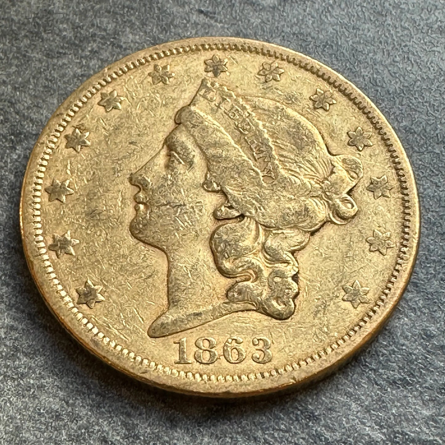 USA VEINTE D. 20$ Liberty Head (1849-1866) 20 Dólares Oro 1863 S San Francisco 33,29 gr