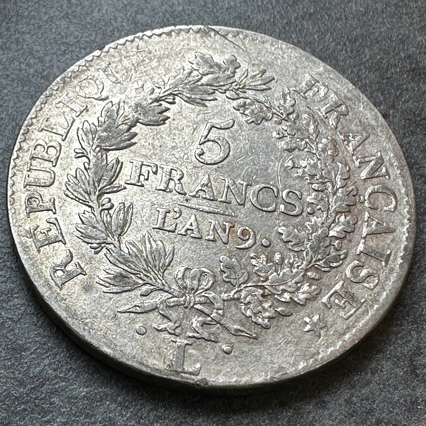 Union and force 5 francs year 9 l bayonne 24.77 gr