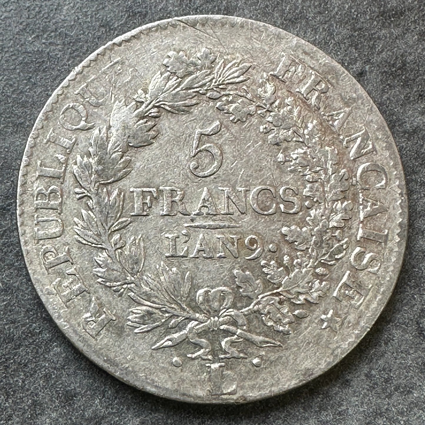 Union and force 5 francs year 9 l bayonne 24.77 gr