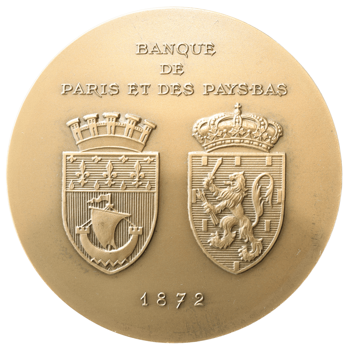 Bank medal in Paris and the Netherlands 1872 - 1972 Bronze 191,17 gr