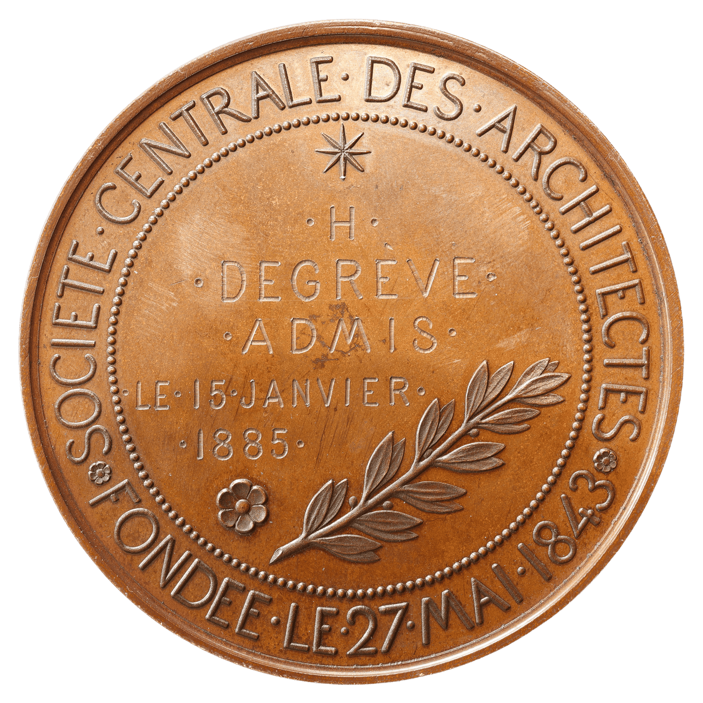 Medal Central Society of Architects May 27, 1843 by Oudiné 150.67 GR