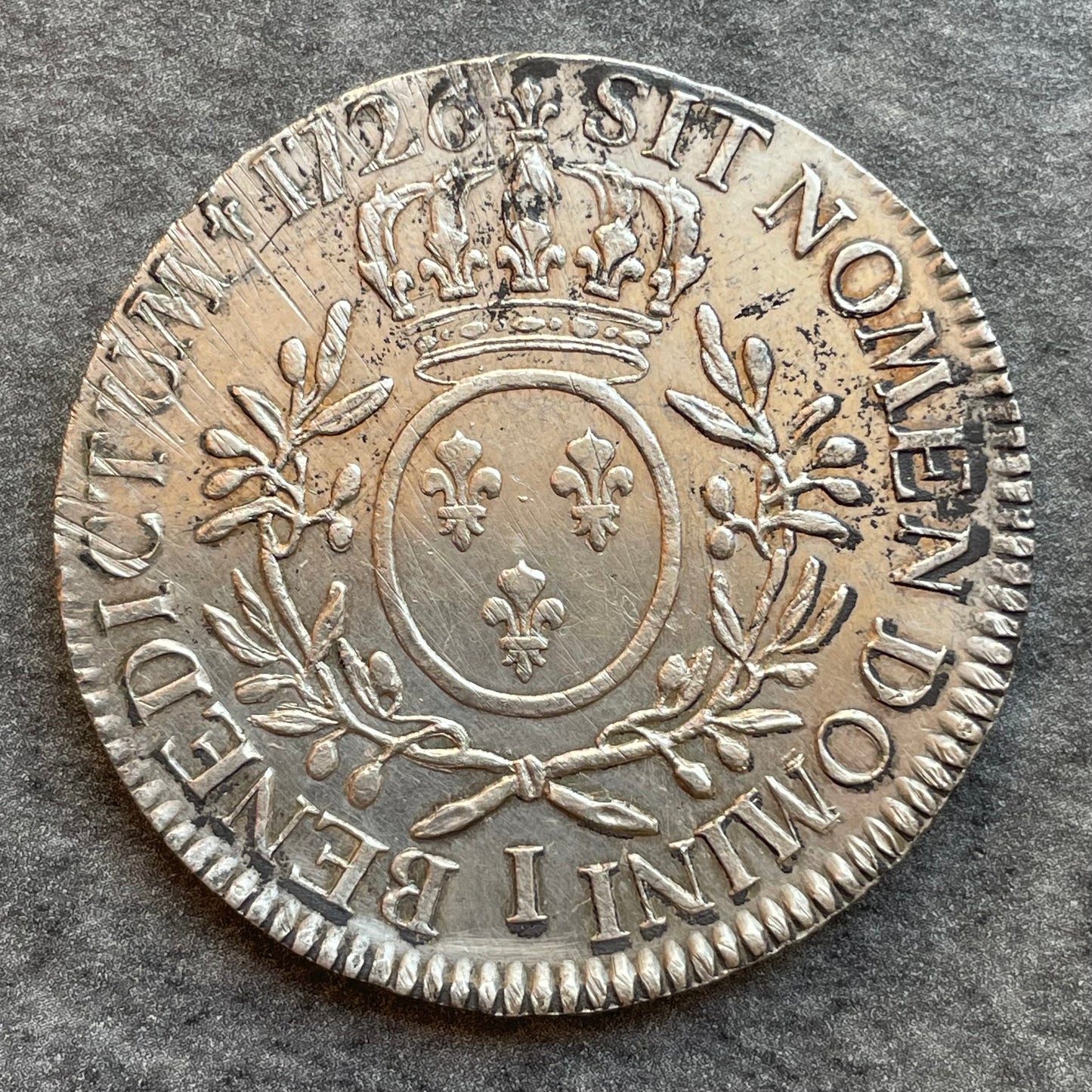 Luis XV (1715-1774) Escudo con ramas de olivo 1726 I Limoges - 29,13 gr - G. 321