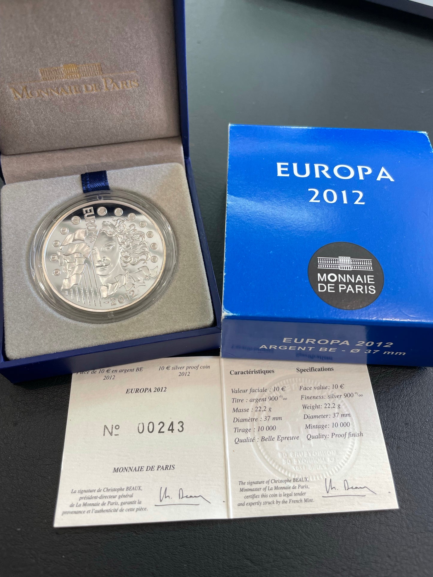 Monnaie De Paris 10€ Argent BE 20 Ans de l'Eurocorps EUROPA 2012